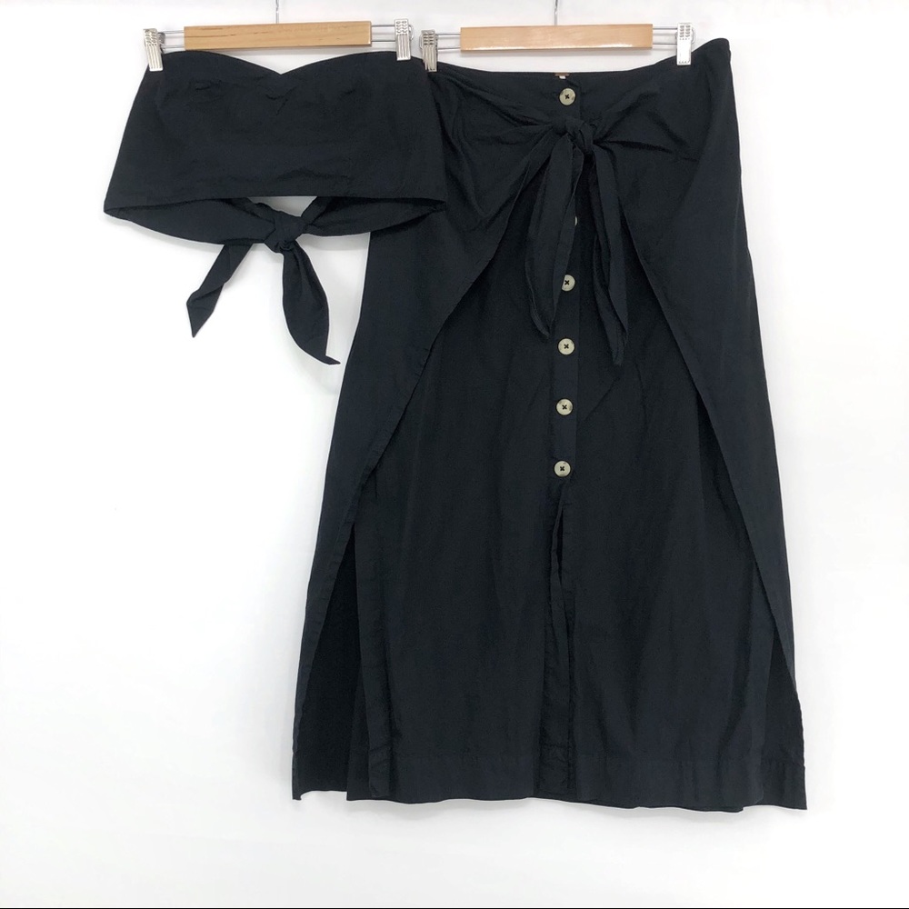 Free People Black Strapless Tie-Front Two-Piece Dress Set